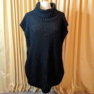 NWOT STEVE MADDEN Black Sweater Poncho Turtleneck Tunic with Sequins